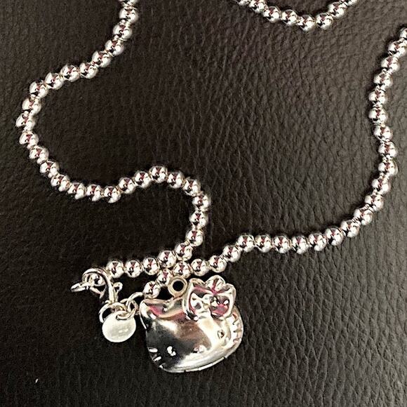 Sanrio Sterling Silver CZ Adjustable Hello | Mercari Hello Kitty Sterling Silver Beaded Necklace